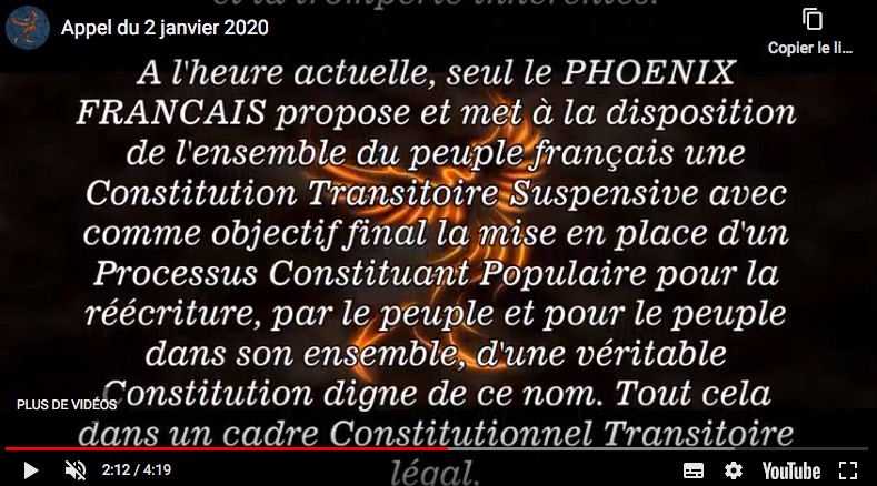 Appel du Phoenix Français 2 Janvier 2020 | Le Phoenix Français
